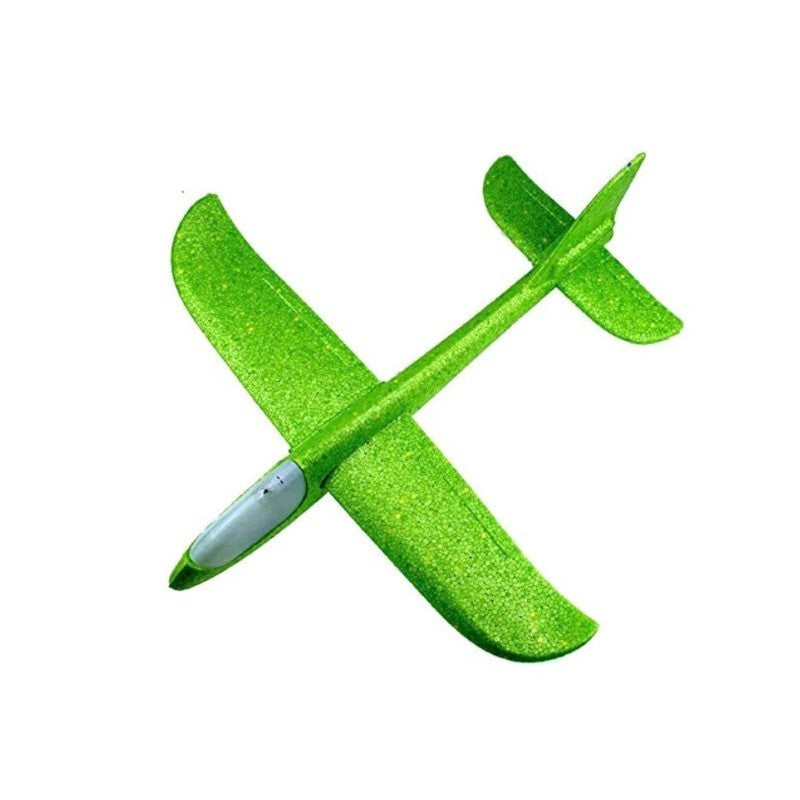 Avion planor din polistiren in punga , lungime 47 cm , cu lumina pe varf, Verde , Flippy-0