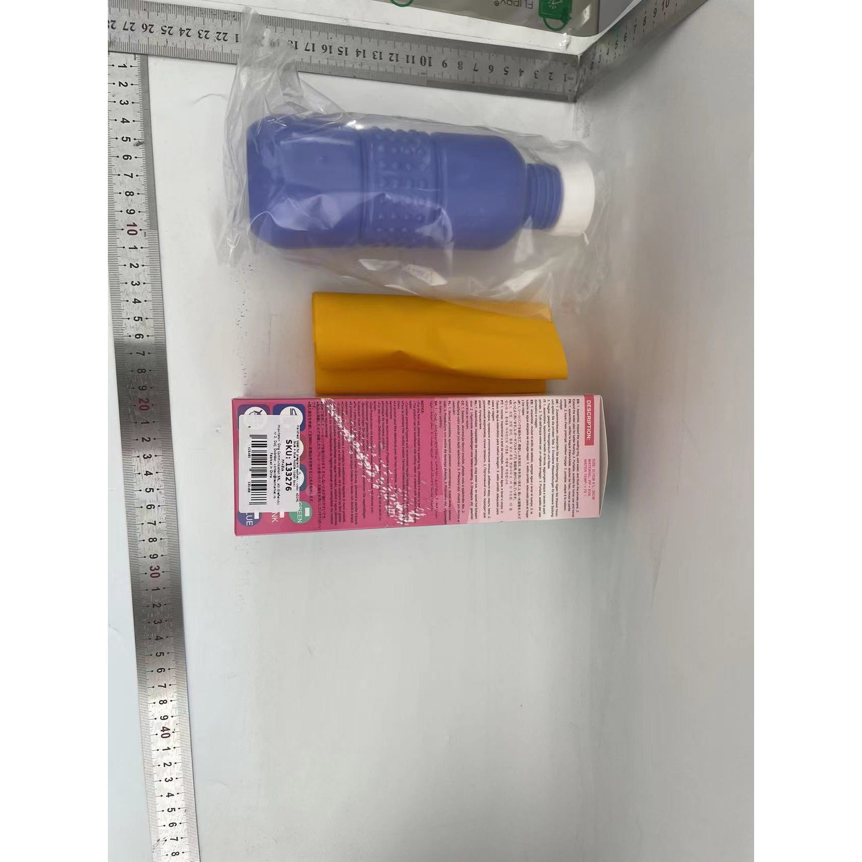 Bideu Portabil, Flippy, pentru Postpartum/ Postoperator, 450 mL, cu Capac si Husa Galbena, Culoare Recipient Mov-3