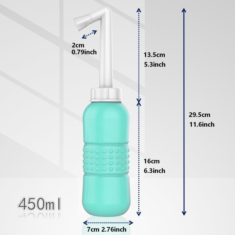 Bideu Portabil, Flippy, pentru Postpartum/ Postoperator, 450 mL, cu Capac si Husa Galbena, Culoare Recipient Verde-3