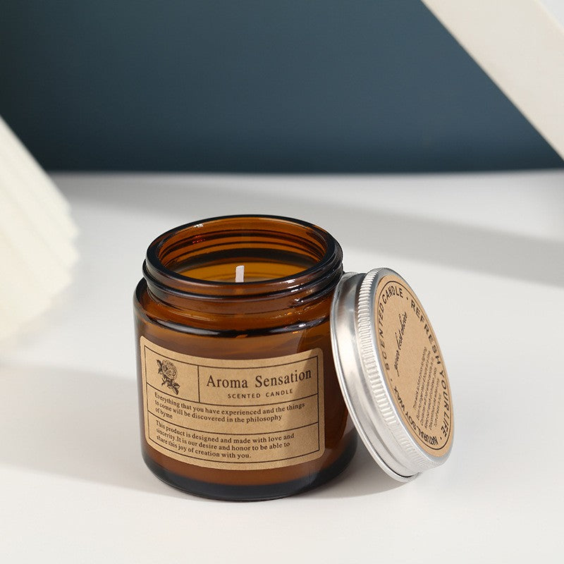 Lumanare Parfumata, Flippy, Model Borcan Maro, Aroma de Lemn de Santal-0