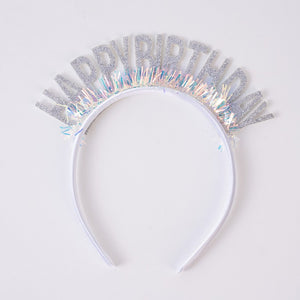 Coronita Happy Birthday Argintiu, Marime Universala-0