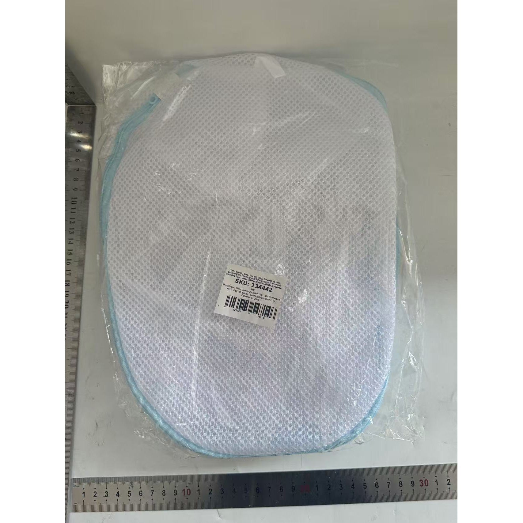 Geantă de curățare a pălăriei, geantă de rufe, mașină de spălat anti-deformare de uz casnic, Flippy, geantă specială de curățare, cu fermoar albastru, de dimensiuni mari 25x34cm, nu include suport pentru pălării-1