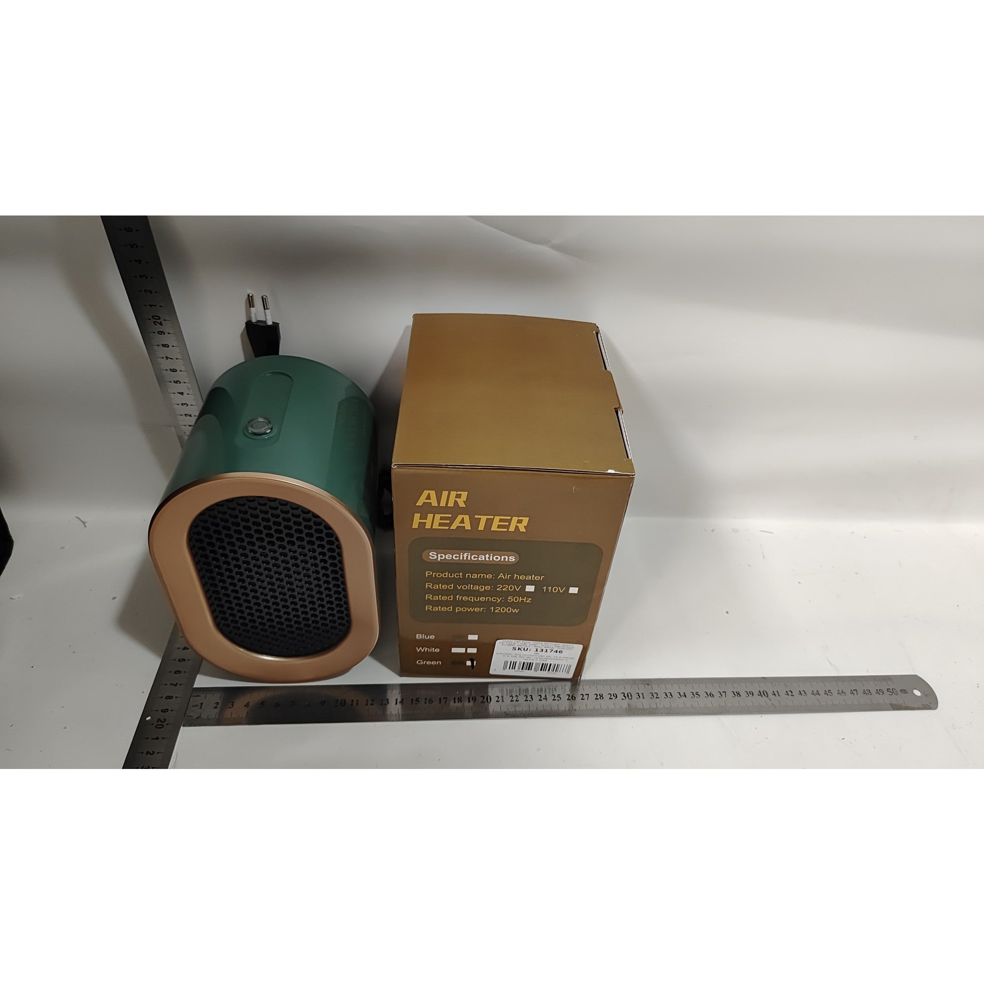 Aeroterma / Radiator Flippy PTC, 1200 W, 20x13x12 cm, termostat reglabil, 220/110 V, Verde-1