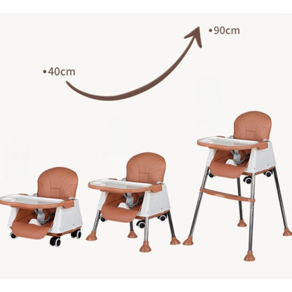 Scaun de Masa Pliabil 3in1, Flippy, Reglabil, Multifunctional, 3 Pozitii, Masuta si Husa Detasabile, Roti, Centura de Siguranta, Ajustare Inaltime, Maro-2