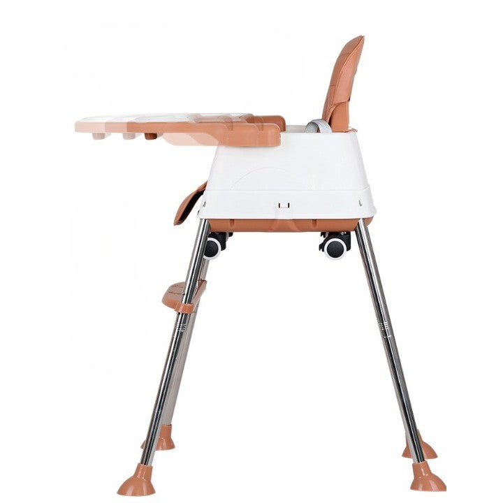 Scaun de Masa Pliabil 3in1, Flippy, Reglabil, Multifunctional, 3 Pozitii, Masuta si Husa Detasabile, Roti, Centura de Siguranta, Ajustare Inaltime, Maro-3
