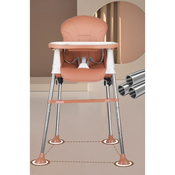 Scaun de Masa Pliabil 3in1, Flippy, Reglabil, Multifunctional, 3 Pozitii, Masuta si Husa Detasabile, Roti, Centura de Siguranta, Ajustare Inaltime, Maro-4