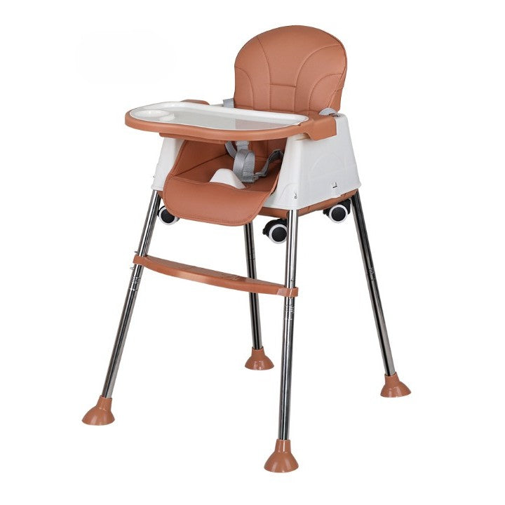 Scaun de Masa Pliabil 3in1, Flippy, Reglabil, Multifunctional, 3 Pozitii, Masuta si Husa Detasabile, Roti, Centura de Siguranta, Ajustare Inaltime, Maro-0