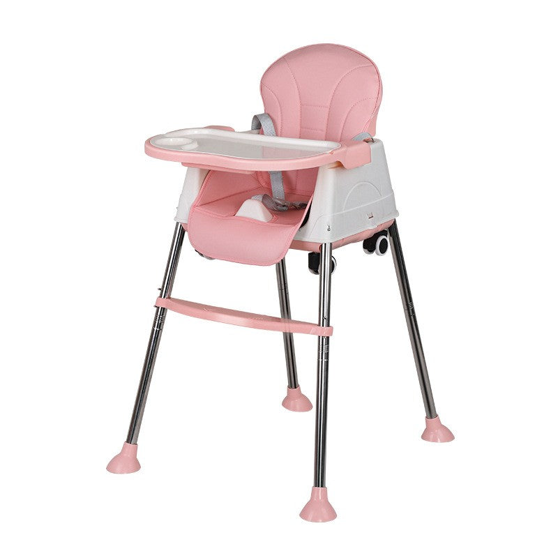 Scaun de Masa Pliabil 3in1, Flippy, Reglabil, Multifunctional, 3 Pozitii, Masuta si Husa Detasabile, Roti, Centura de Siguranta, Ajustare Inaltime, Roz-0