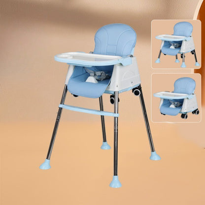 Scaun de Masa Pliabil 3in1, Flippy, Reglabil, Multifunctional, 3 Pozitii, Masuta si Husa Detasabile, Roti, Centura de Siguranta, Ajustare Inaltime, Albastru-1