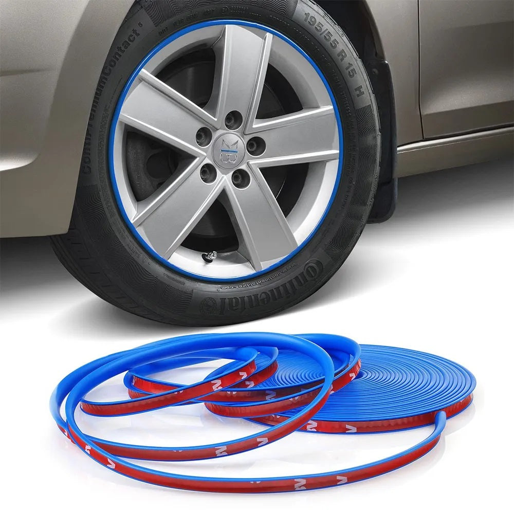 Inele de protectie si decor jante, adezive, din plastic flexibil - ALBASTRU-0