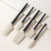 Set 5 Ustensile de Bucatarie, Flippy, din Silicon si Lemn, Spatule de Diferite Dimensiuni, Termorezistente, Antiaderente, Alb-Negru-0