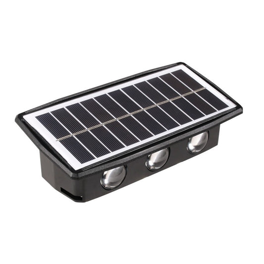 Lampa solara LED bidirectionala dreptunghiulara pentru perete Flippy, 20.5x10 cm, 6 LED-uri, 5.5V, ABS, 500mAh, rezistent la apa IP65, alb rece-0