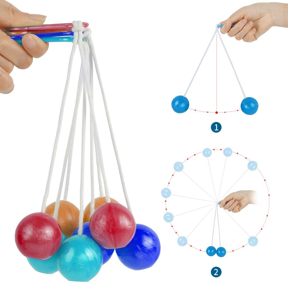 Jucarie interactiva cu bile, Flippy, Clackers ball, antistres, Albastru, 40 mm-3