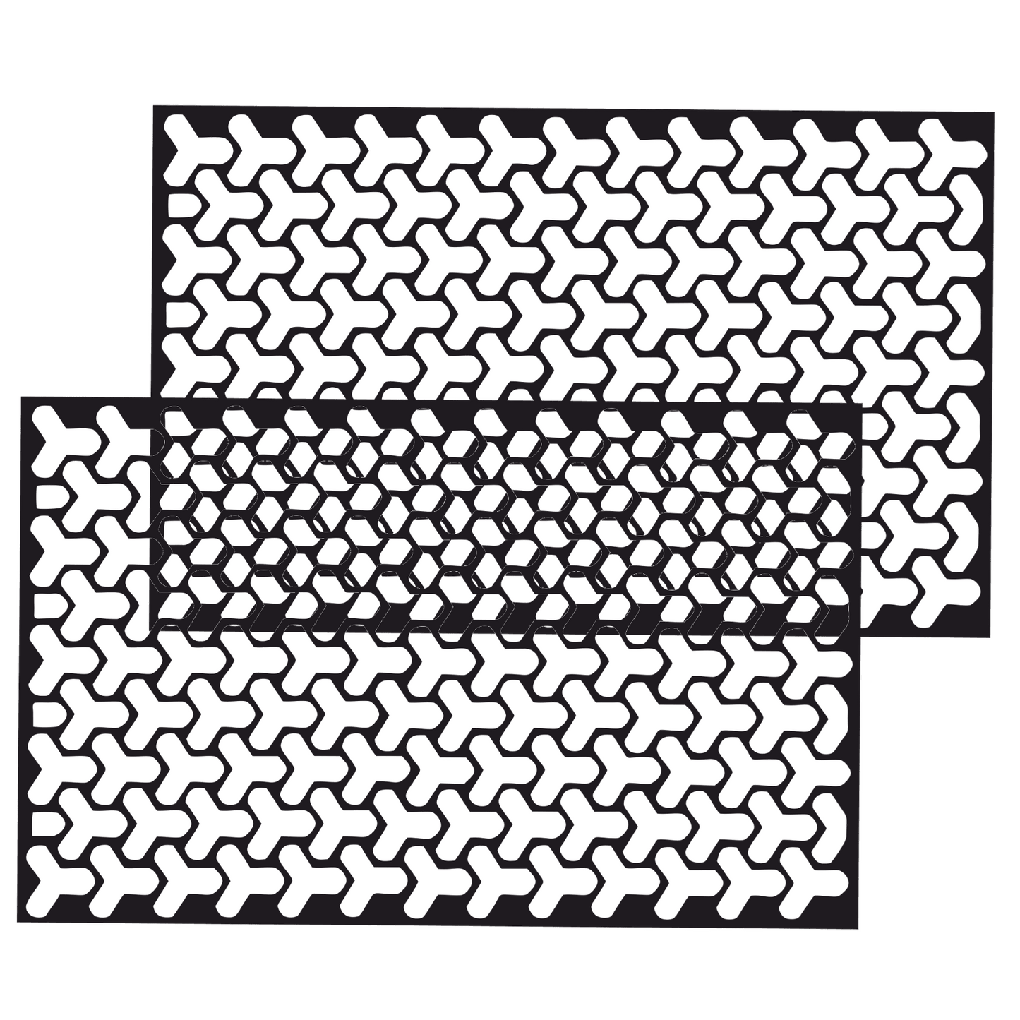 Set 2 folii autoadezive decupate pentru decorarea stopurilor auto, dimensiune 2 x 48 x 30cm, culoare Negru Mat, model HONEYCOMB TRIANGLE-3