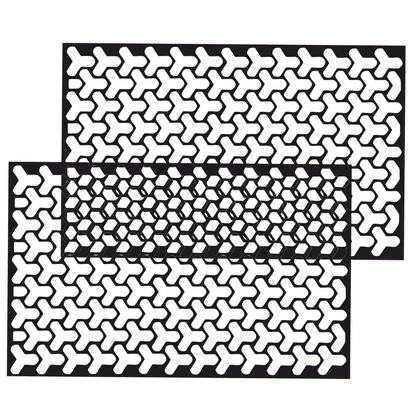 Set 2 folii autoadezive decupate pentru decorarea stopurilor auto, dimensiune 2 x 48 x 30cm, culoare Negru Mat, model HONEYCOMB TRIANGLE-3