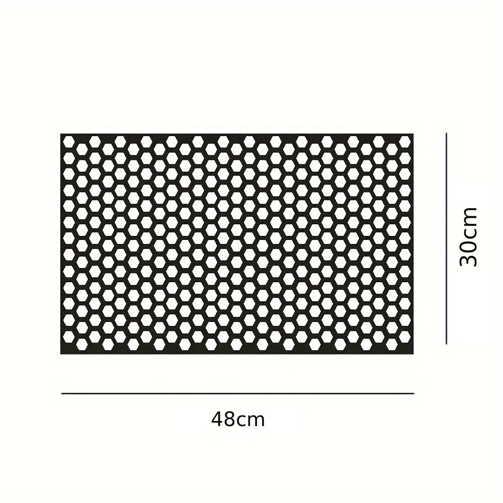 Set 2 folii autoadezive decupate pentru decorarea stopurilor auto, dimensiune 2 x 48 x 30cm, culoare Negru Mat, model HONEYCOMB-5
