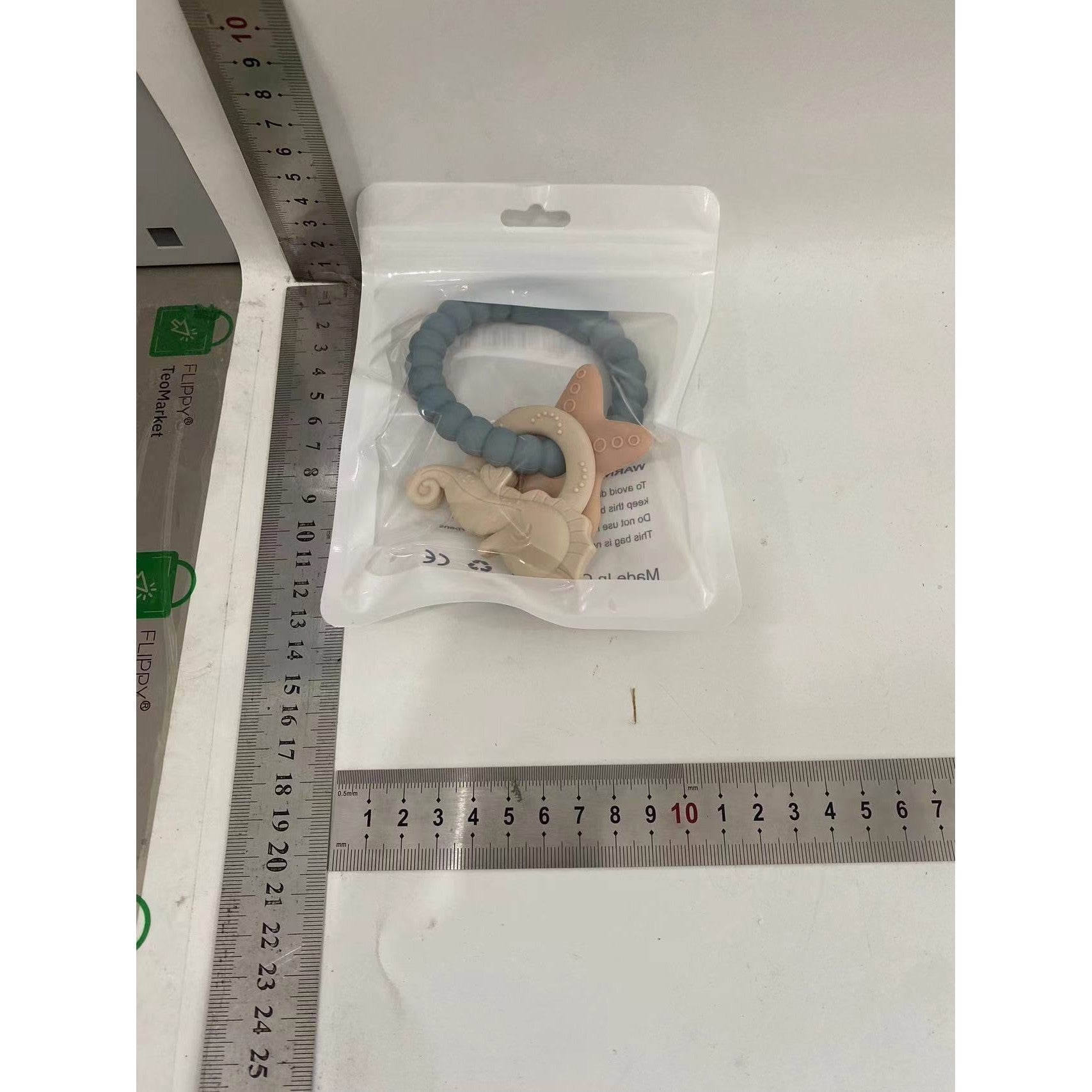 Jucarie dentitie bebelusi Flippy Model Bratara, Tematica Calut de Mare, Albastru-1