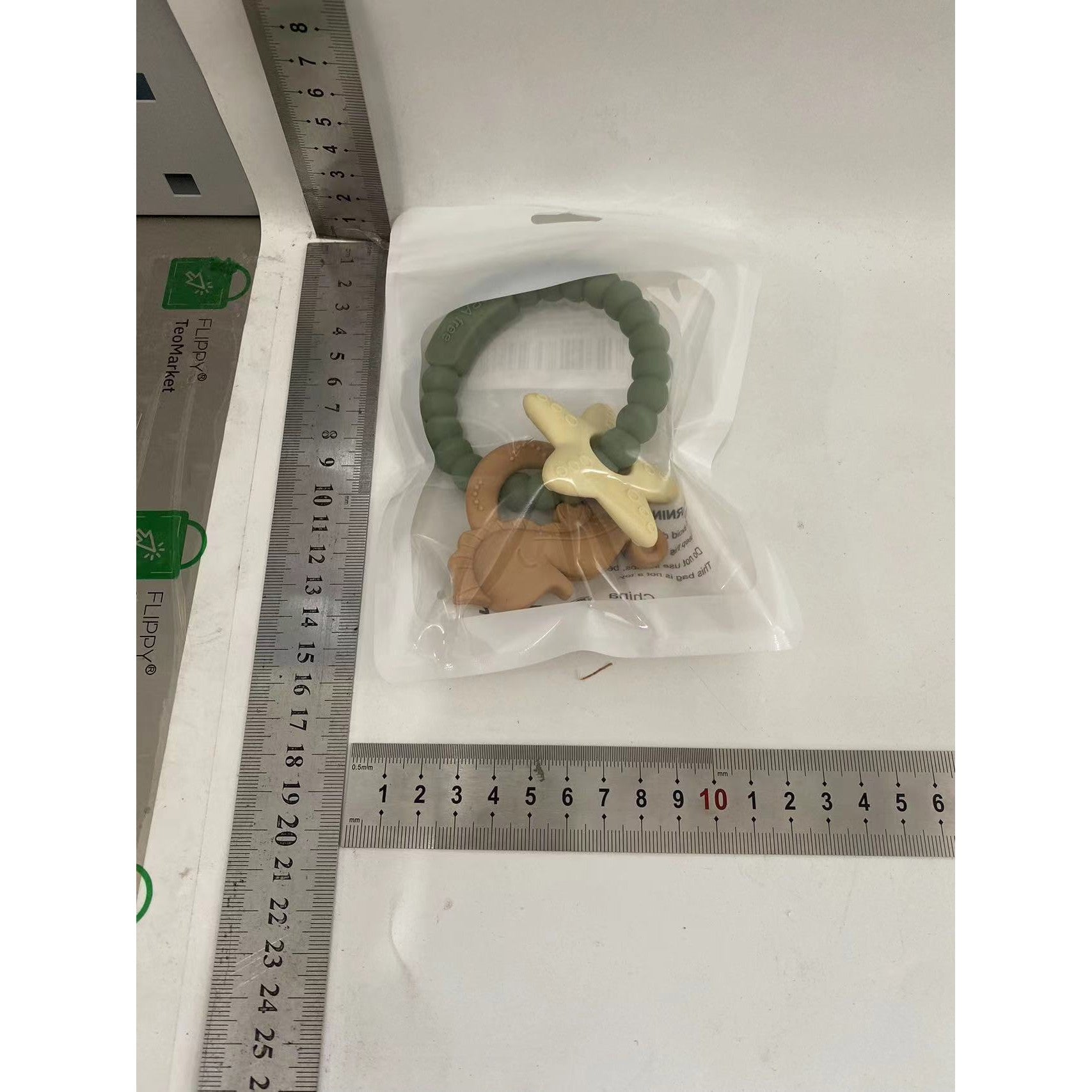 Jucarie dentitie bebelusi Flippy Model Bratara, Tematica Calut de Mare, Verde-1