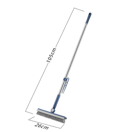 Perie de Curatare pentru Podele si Rosturi, Flippy, Lungime Maner 105 cm, Capat Pivotant 180 Grade, Peri din PP, Otel si Plastic, Cleste pentru Scame si Par Inclus, Albastru-0