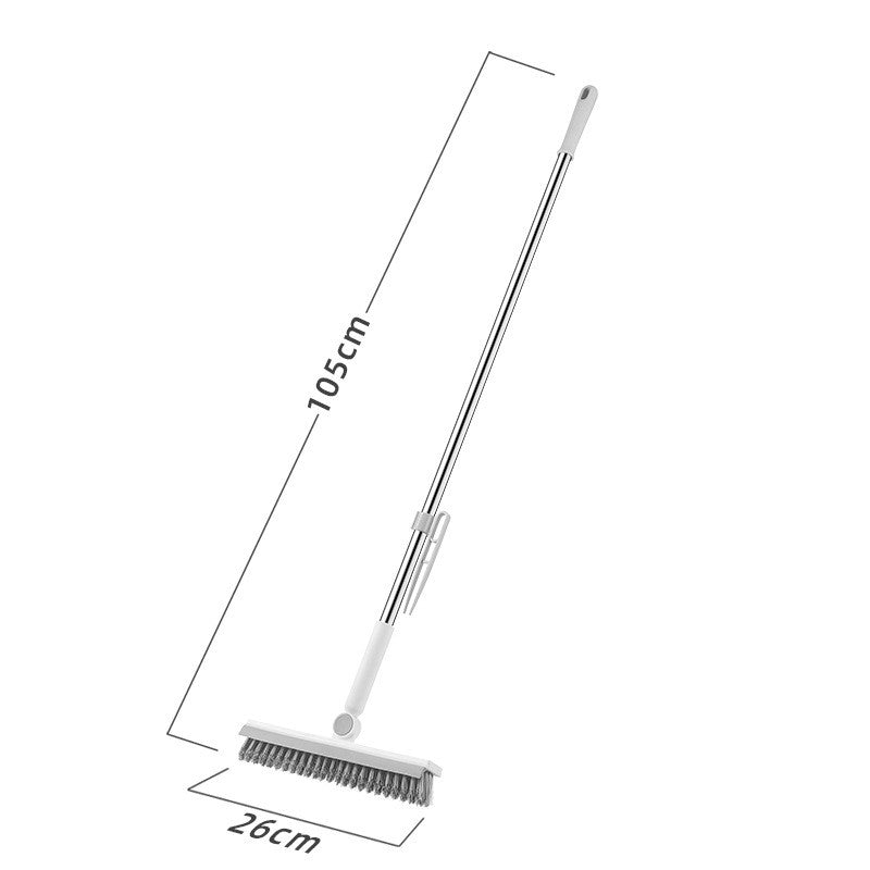 Perie de Curatare pentru Podele si Rosturi, Flippy, Lungime Maner 105 cm, Capat Pivotant 180 Grade, Peri din PP, Otel si Plastic, Cleste pentru Scame si Par Inclus, Alb-0