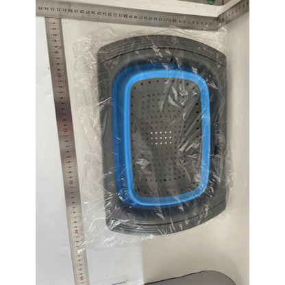 Cos de Scurgere Retractabil pentru Chiuveta, Flippy, cu Filtru, pentru Fructe si Legume, de Uz Casnic, 39x12 cm, Design Extensibil pana la 61 cm, cu Manere de Prindere, Albastru-1