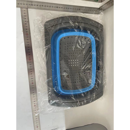 Cos de Scurgere Retractabil pentru Chiuveta, Flippy, cu Filtru, pentru Fructe si Legume, de Uz Casnic, 39x12 cm, Design Extensibil pana la 61 cm, cu Manere de Prindere, Albastru-1