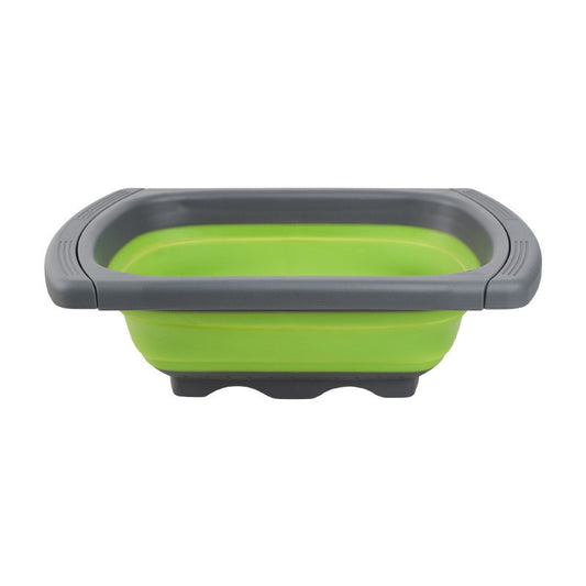 Cos de Scurgere Retractabil pentru Chiuveta, Flippy, cu Filtru, pentru Fructe si Legume, de Uz Casnic, 39x12 cm, Design Extensibil pana la 61 cm, cu Manere de Prindere, Verde-0