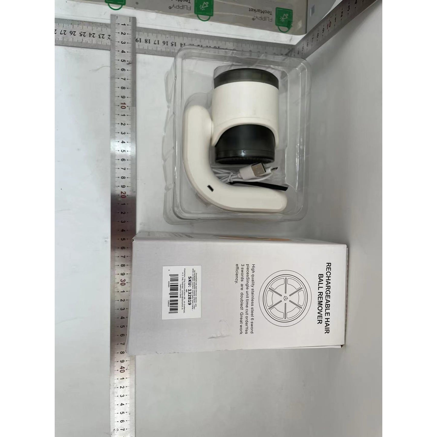 Aparat Pentru Curatat Scame, Par Si Praf, Flippy, cu LED, Pentru Diferite Tipuri De Material, Cu Lame Din Otel Inoxidabil, Compartiment de Depozitare, Maner Reglabil, 11x10.5x8.7 cm, Alb-1