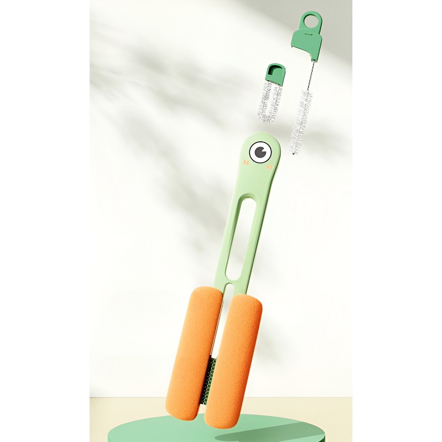 Perie de Curatat Pahare, Cani, Sticle, Flippy, cu Maner Lung si Burete, Accesorii pentru Spalarea Paielor si Capacelor, usor de Agatat, 27.5x11.4x6cm, Verde-3