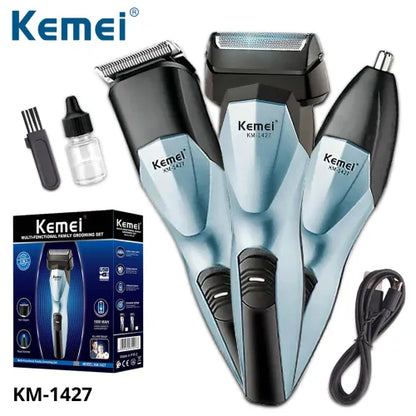 Aparat de Ras Kemei KM-1427 – 3 în 1 pentru Îngrijire Completă
