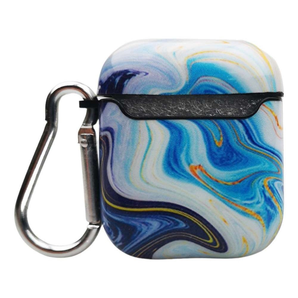 Husa AirPods cu Inel Prindere Marble Albastru-6