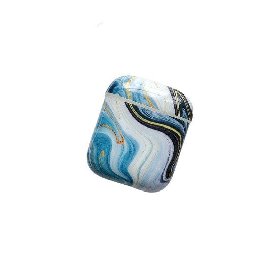 Husa AirPods cu Inel Prindere Marble Albastru-0