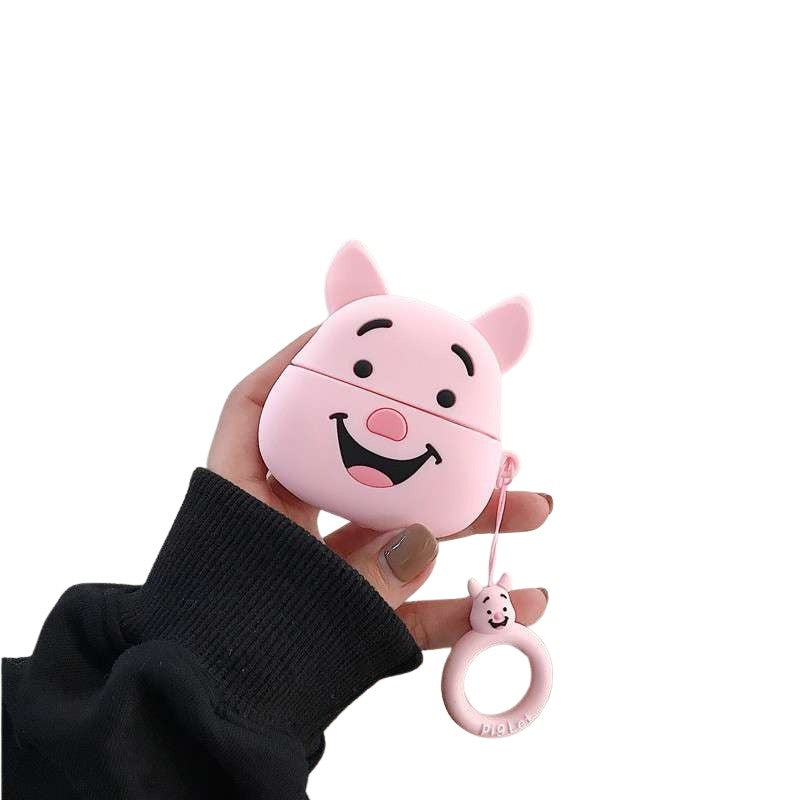 Husa AirPods cu Inel Prindere Model 1 Porc Roz-0
