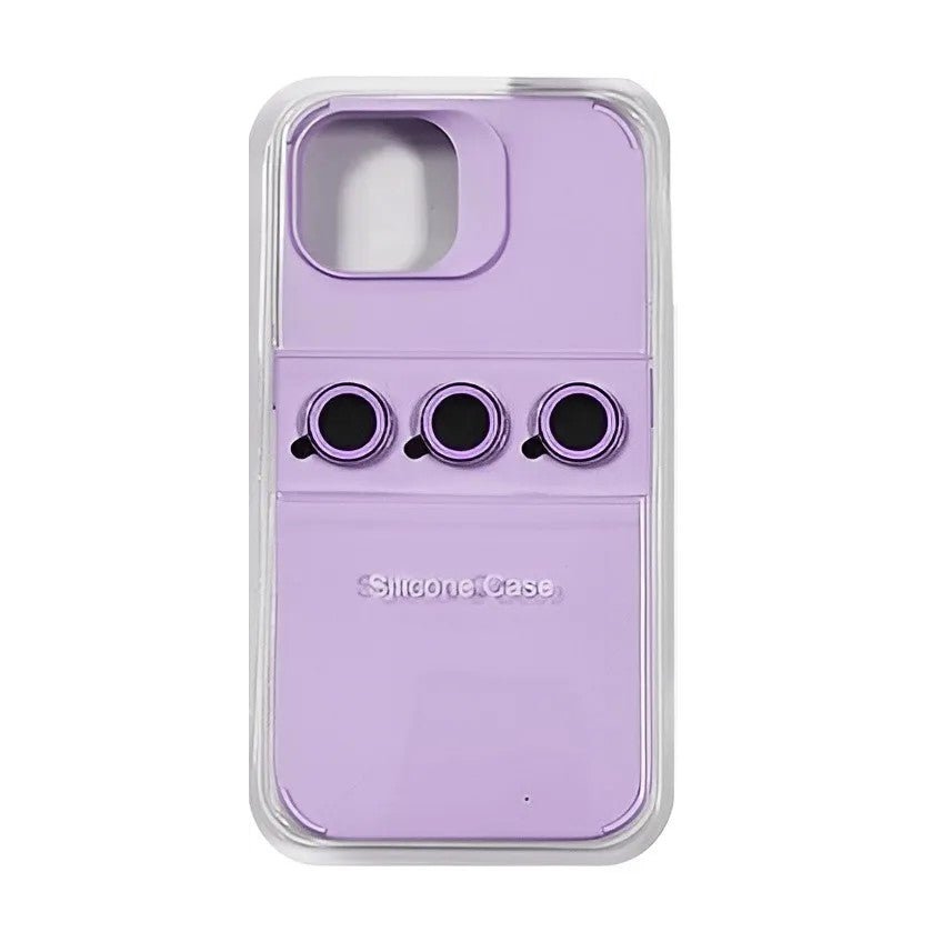 Husa Apple iPhone 13, Flippy, din Silicon Lichid, Interior din Microfibra, Lentile Fosforescente de Protectie Camera, Anti Amprenta, Rezistenta la Socuri, Mov-1
