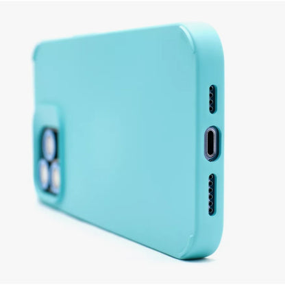 Husa Apple iPhone 13, Flippy, din Silicon Lichid, Interior din Microfibra, Lentile Fosforescente de Protectie Camera, Anti Amprenta, Rezistenta la Socuri, Bleu-3