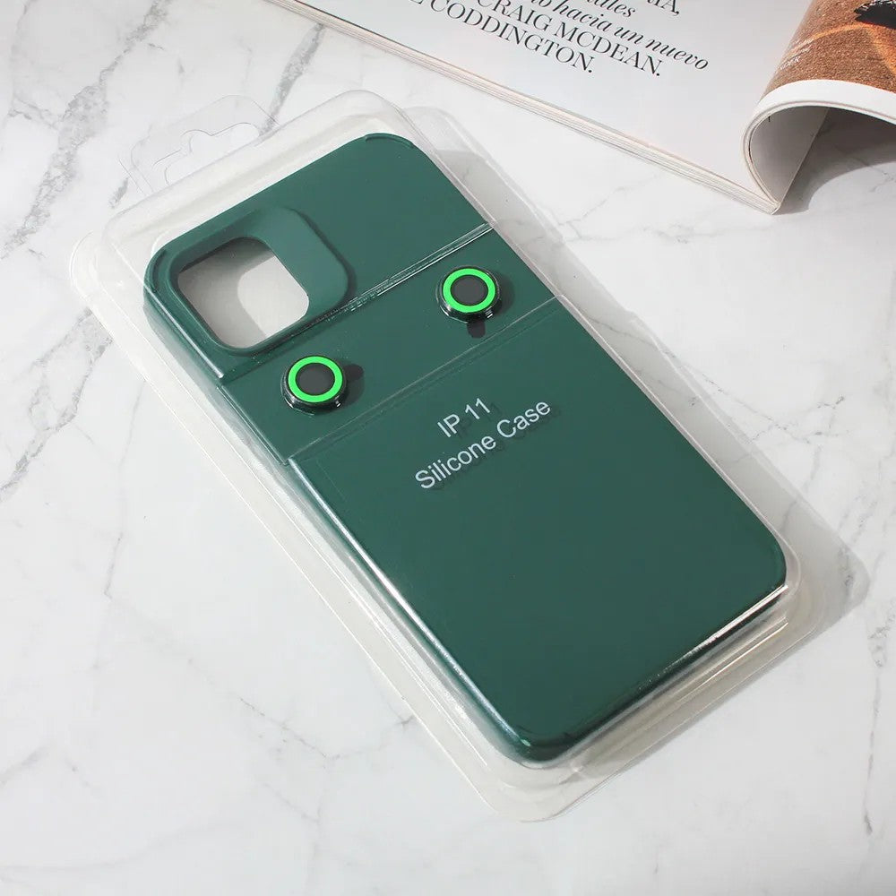 Husa Apple iPhone 13, Flippy, din Silicon Lichid, Interior din Microfibra, Lentile Fosforescente de Protectie Camera, Anti Amprenta, Rezistenta la Socuri, Verde-3