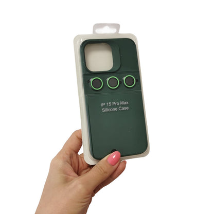Husa Apple iPhone 13, Flippy, din Silicon Lichid, Interior din Microfibra, Lentile Fosforescente de Protectie Camera, Anti Amprenta, Rezistenta la Socuri, Verde-7