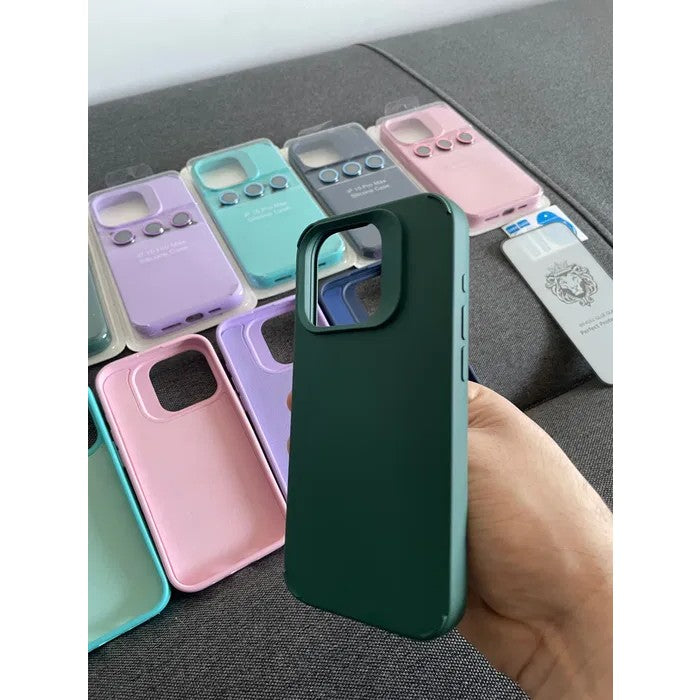 Husa Apple iPhone 13, Flippy, din Silicon Lichid, Interior din Microfibra, Lentile Fosforescente de Protectie Camera, Anti Amprenta, Rezistenta la Socuri, Verde-10