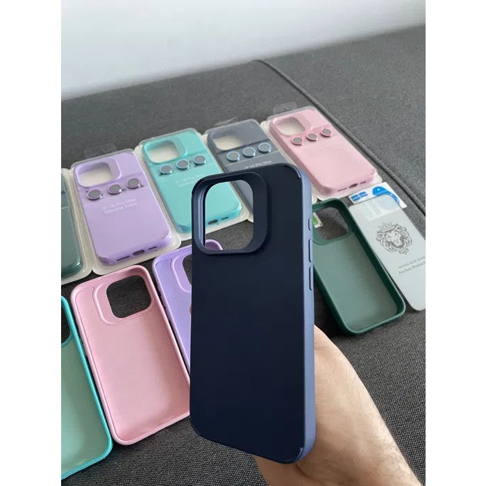 Husa Apple iPhone 13 Pro, Flippy, din Silicon Lichid, Interior din Microfibra, Lentile Fosforescente de Protectie Camera, Anti Amprenta, Rezistenta la Socuri, Albastru Marin-1