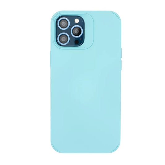 Husa Apple iPhone 13 Pro, Flippy, din Silicon Lichid, Interior din Microfibra, Lentile Fosforescente de Protectie Camera, Anti Amprenta, Rezistenta la Socuri, Bleu-0