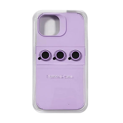 Husa Apple iPhone 14, Flippy, din Silicon Lichid, Interior din Microfibra, Lentile Fosforescente de Protectie Camera, Anti Amprenta, Rezistenta la Socuri, Mov-1