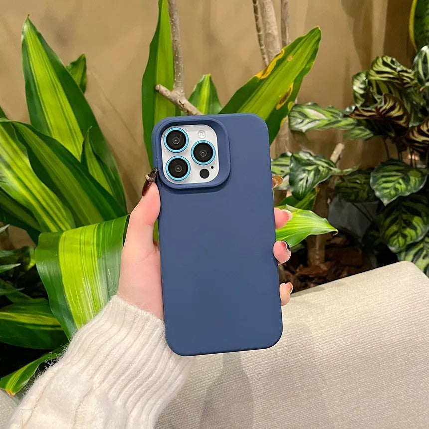 Husa Apple iPhone 14 Pro, Flippy, din Silicon Lichid, Interior din Microfibra, Lentile Fosforescente de Protectie Camera, Anti Amprenta, Rezistenta la Socuri, Albastru Marin-4