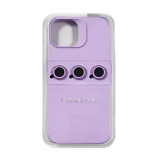 Husa Apple iPhone 14 Pro, Flippy, din Silicon Lichid, Interior din Microfibra, Lentile Fosforescente de Protectie Camera, Anti Amprenta, Rezistenta la Socuri, Mov-1