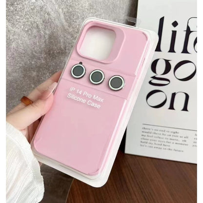Husa Apple iPhone 14 Pro Max, Flippy, din Silicon Lichid, Interior din Microfibra, Lentile Fosforescente de Protectie Camera, Anti Amprenta, Rezistenta la Socuri, Roz-8