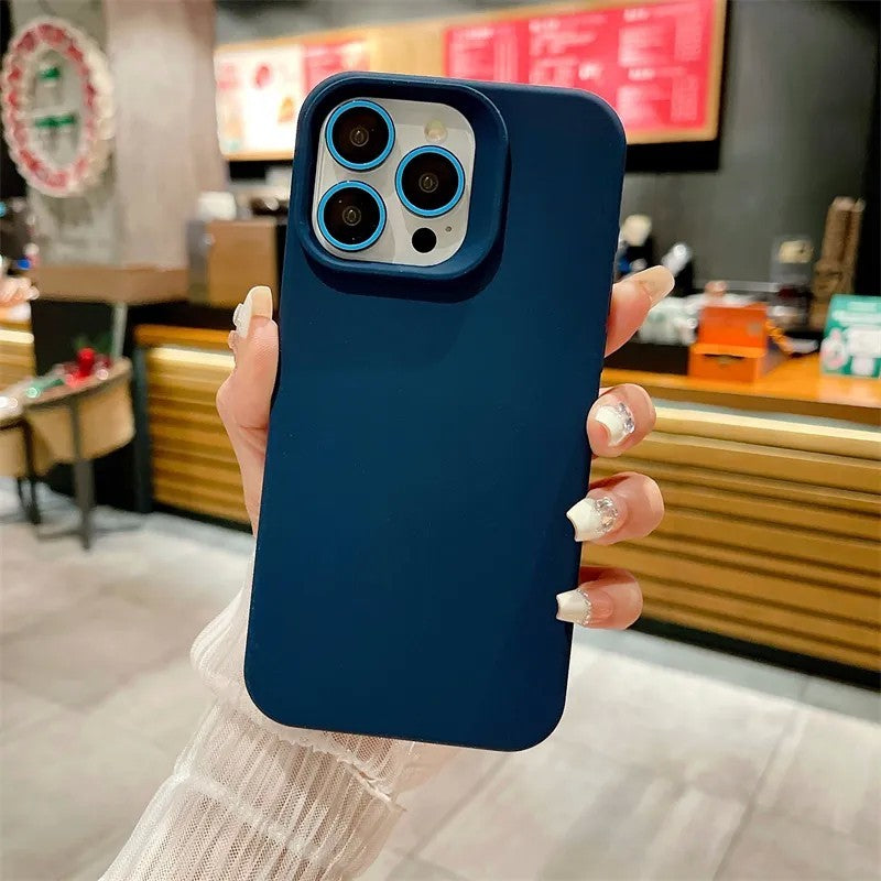 Husa Apple iPhone 14 Pro Max, Flippy, din Silicon Lichid, Interior din Microfibra, Lentile Fosforescente de Protectie Camera, Anti Amprenta, Rezistenta la Socuri, Albastru Marin-5
