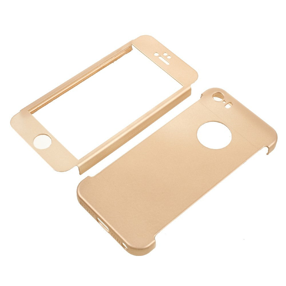 Husa Apple iPhone 5/5S/SE Full Cover 360 Auriu + Folie de protectie-3