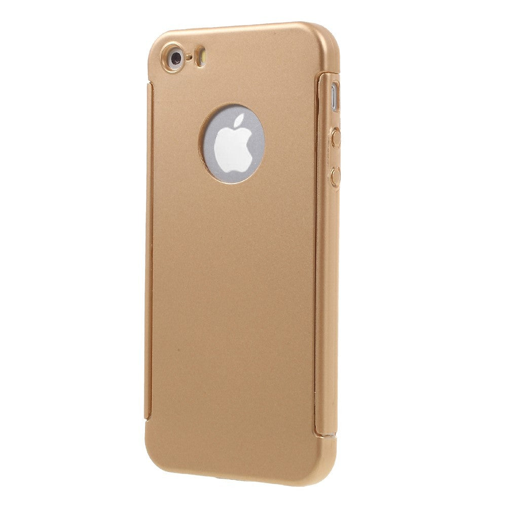 Husa Apple iPhone 5/5S/SE Full Cover 360 Auriu + Folie de protectie-4