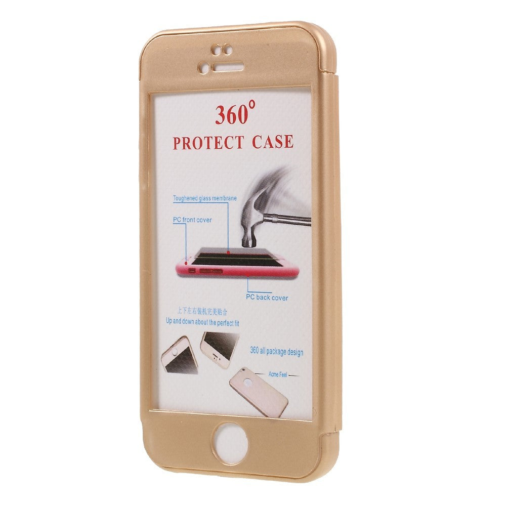 Husa Apple iPhone 5/5S/SE Full Cover 360 Auriu + Folie de protectie-5