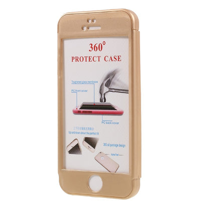 Husa Apple iPhone 5/5S/SE Full Cover 360 Auriu + Folie de protectie-5