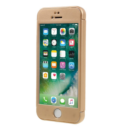 Husa Apple iPhone 5/5S/SE Full Cover 360 Auriu + Folie de protectie-6